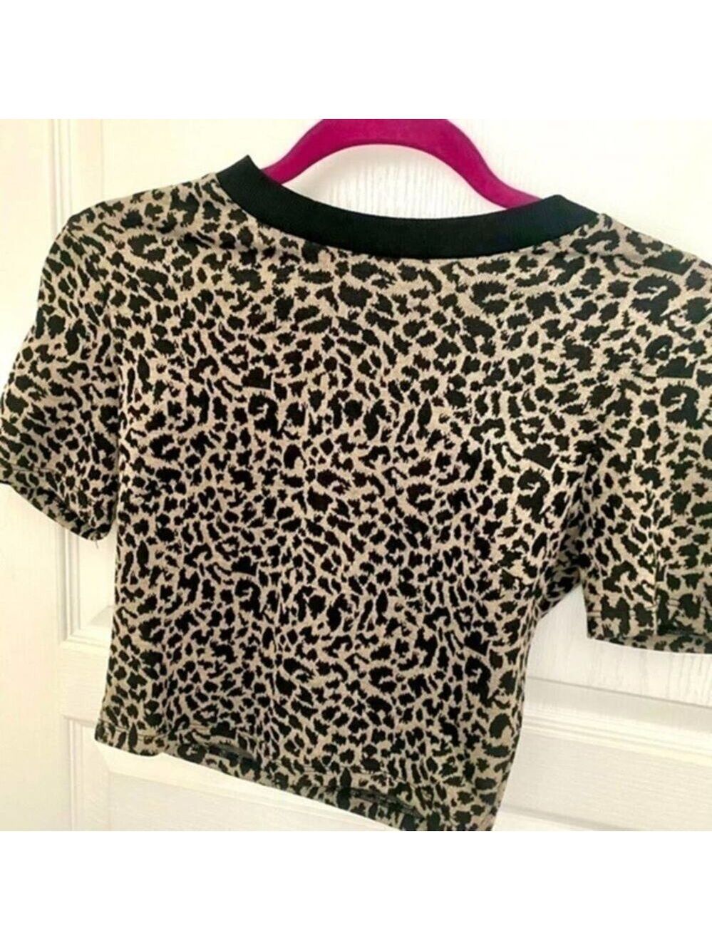 Lush leopard print knit crop top size small